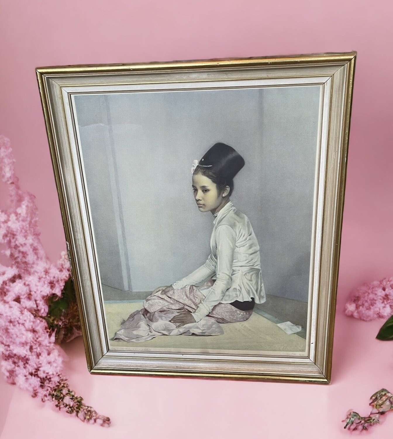 Sir Gerald Kelly 60’s Framed Print Of Princess Saw Ohn Nyun