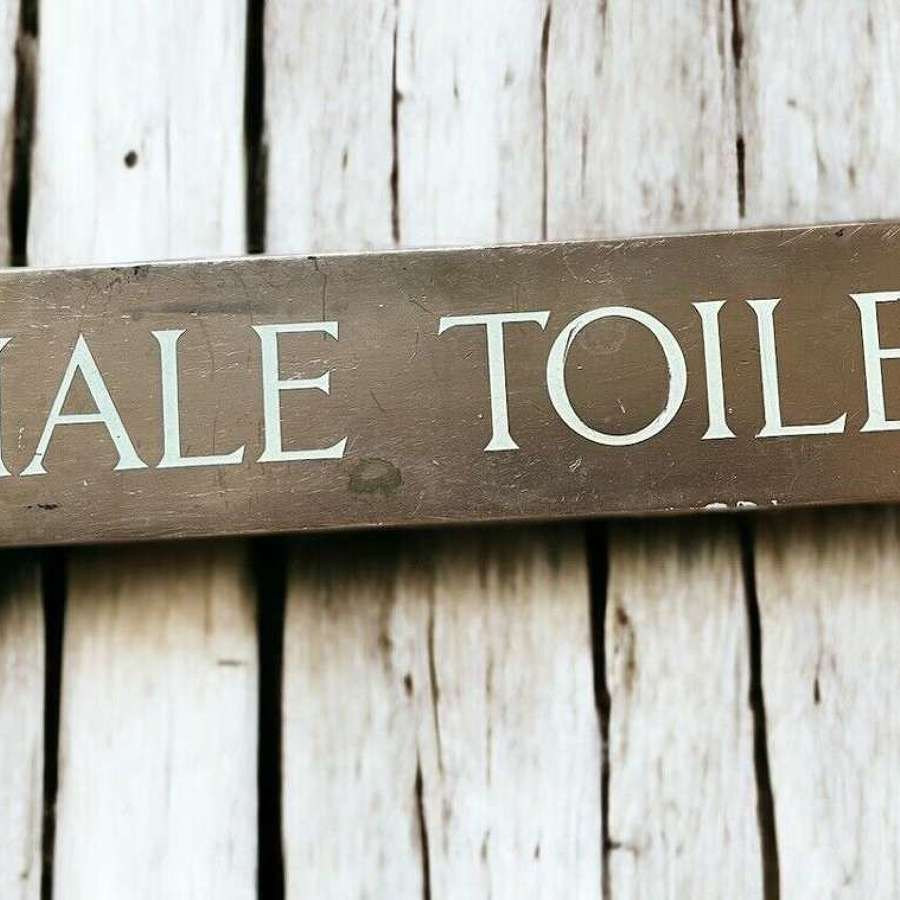 Antique Salvaged Copper And Enamel Sign “ Male Toilet”