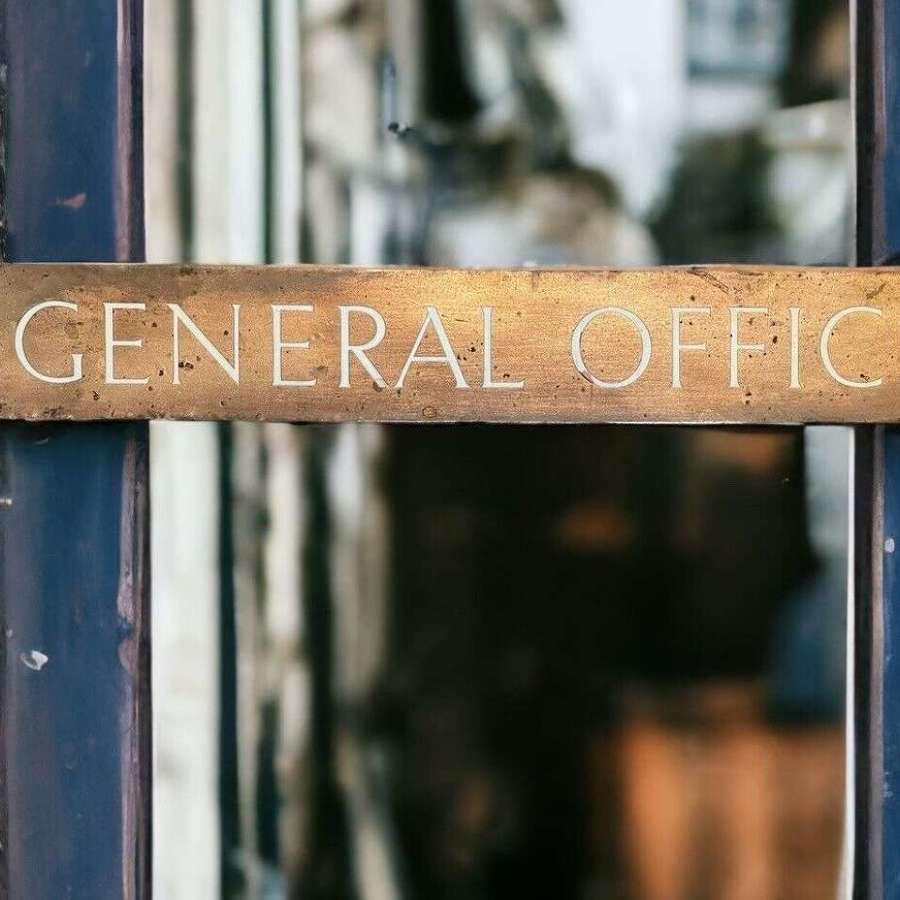 Original Antique Sign “ General Office “ Enamel On Copper 1920’s