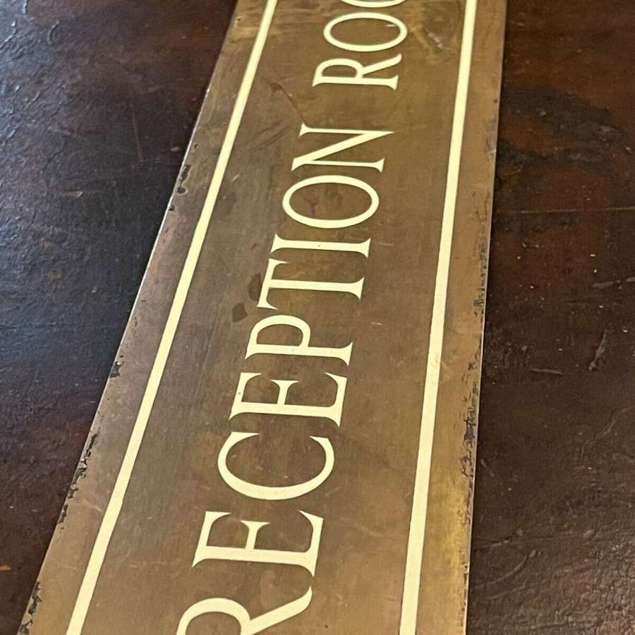 Antique copper " Reception room" sign circa 1920