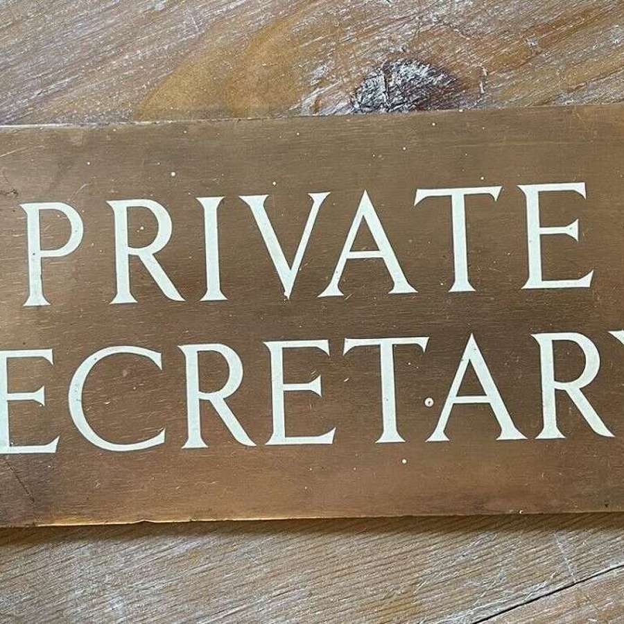Antique Copper and enamel Sign “ Private secretary