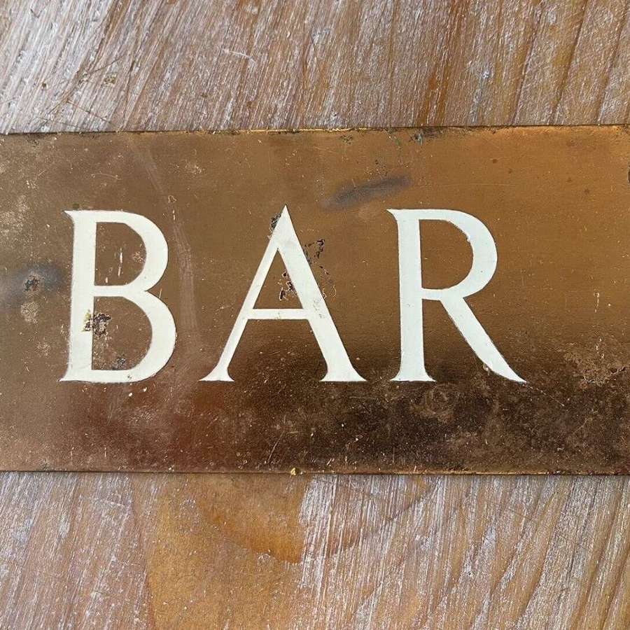 Antique copper "bar" sign