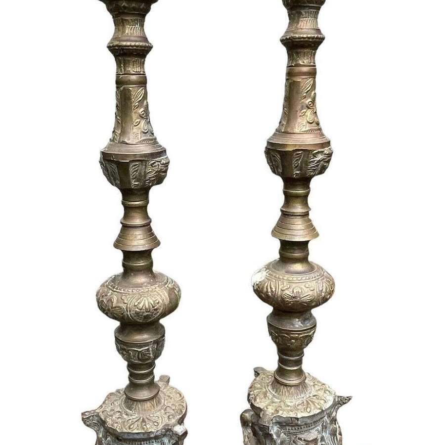 A pair of French church altar candlesticks