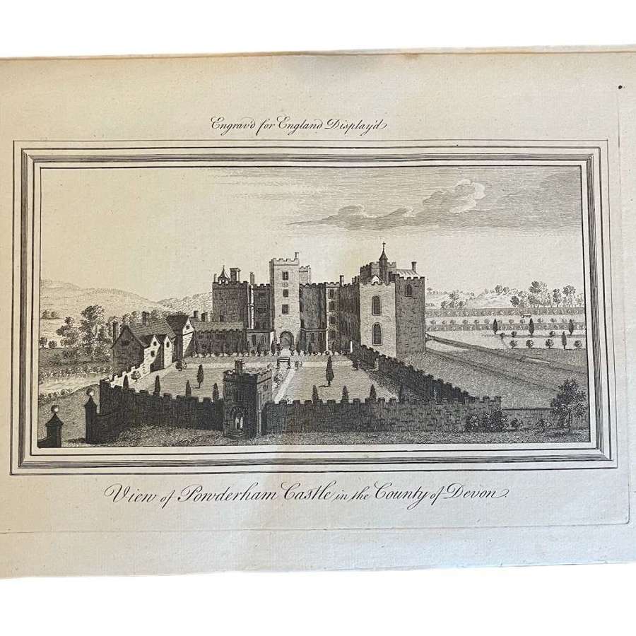 Powderham Castle 1769 engraving England Displayed