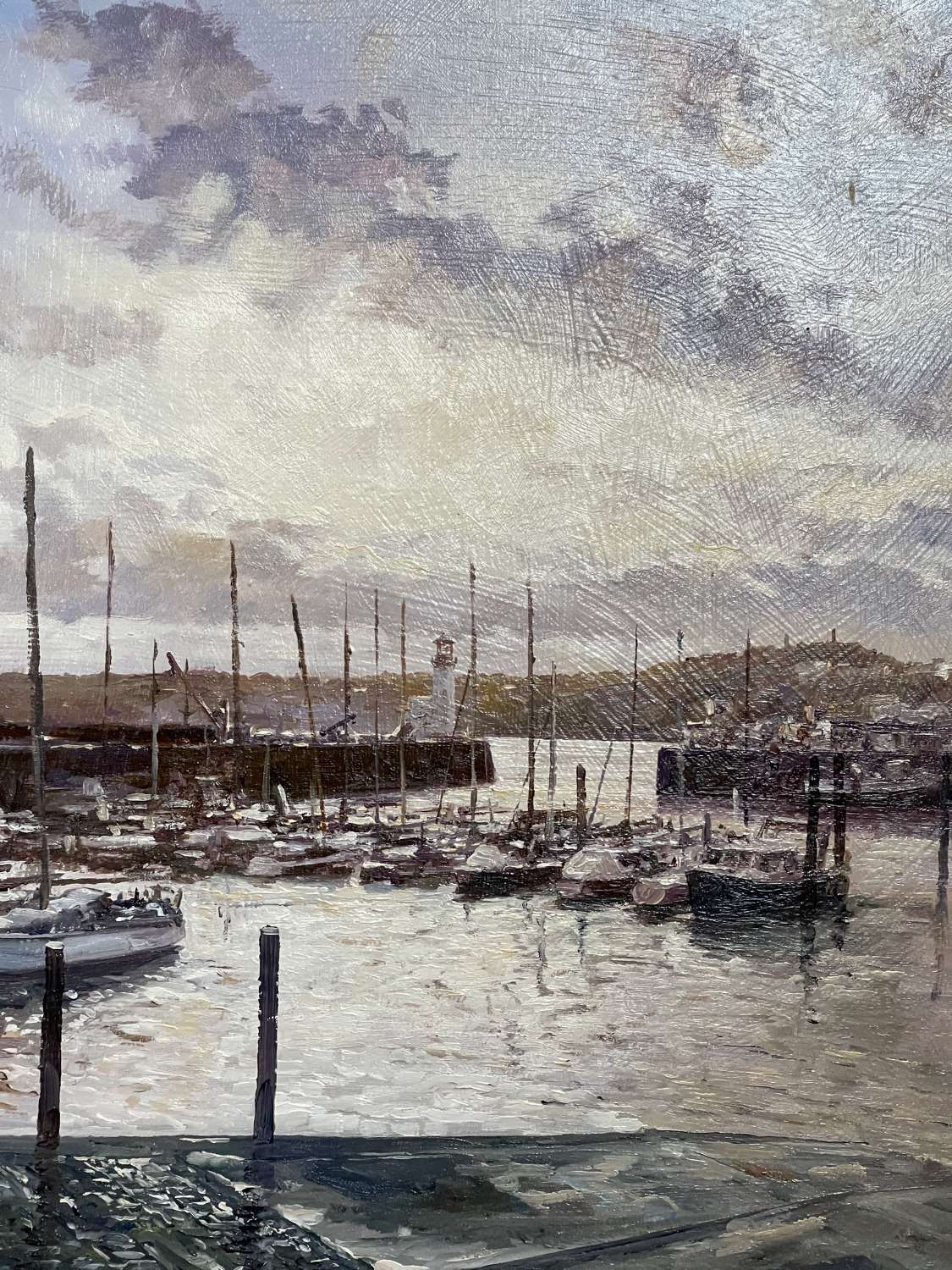 Scarborough Harbour by Michael Salt oil on board