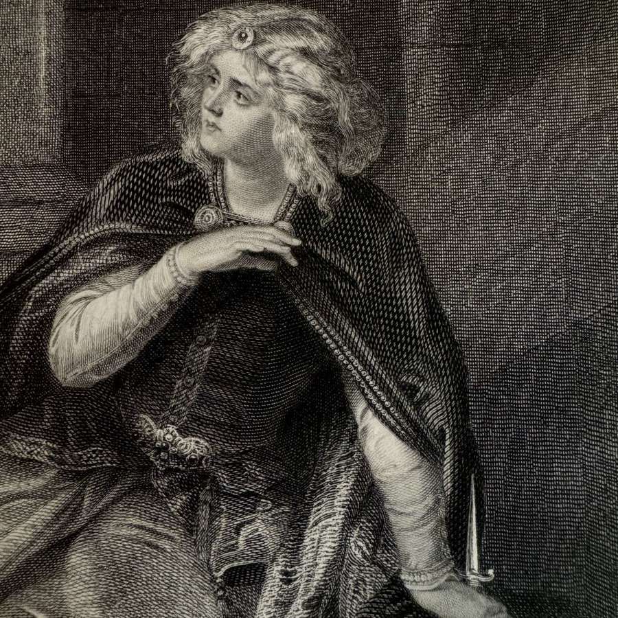 Juliet in the cell of Friar Lawrence original engraving