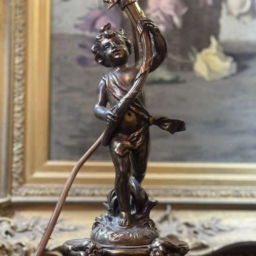 Antique bronze French Cherub table lamp