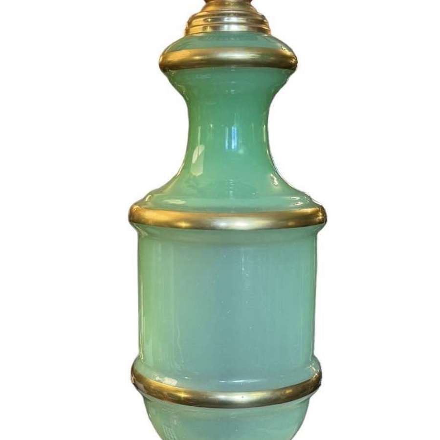 Vintage French Green and Gold glass table lamp