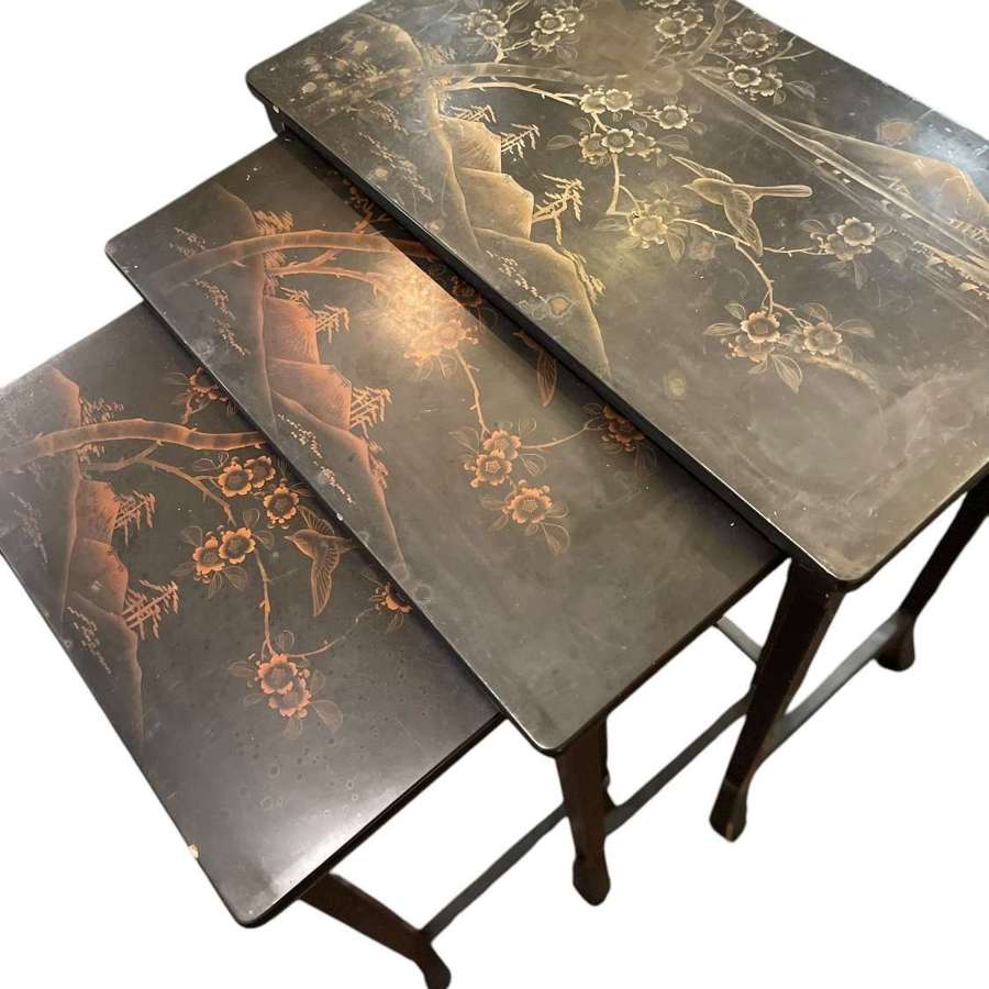 A set of three Japanese Lacquer tables virca 1900