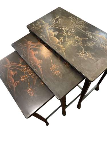 A set of three Japanese Lacquer tables virca 1900