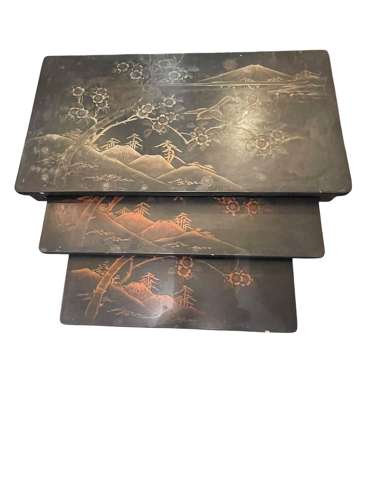 A set of three Japanese Lacquer tables virca 1900
