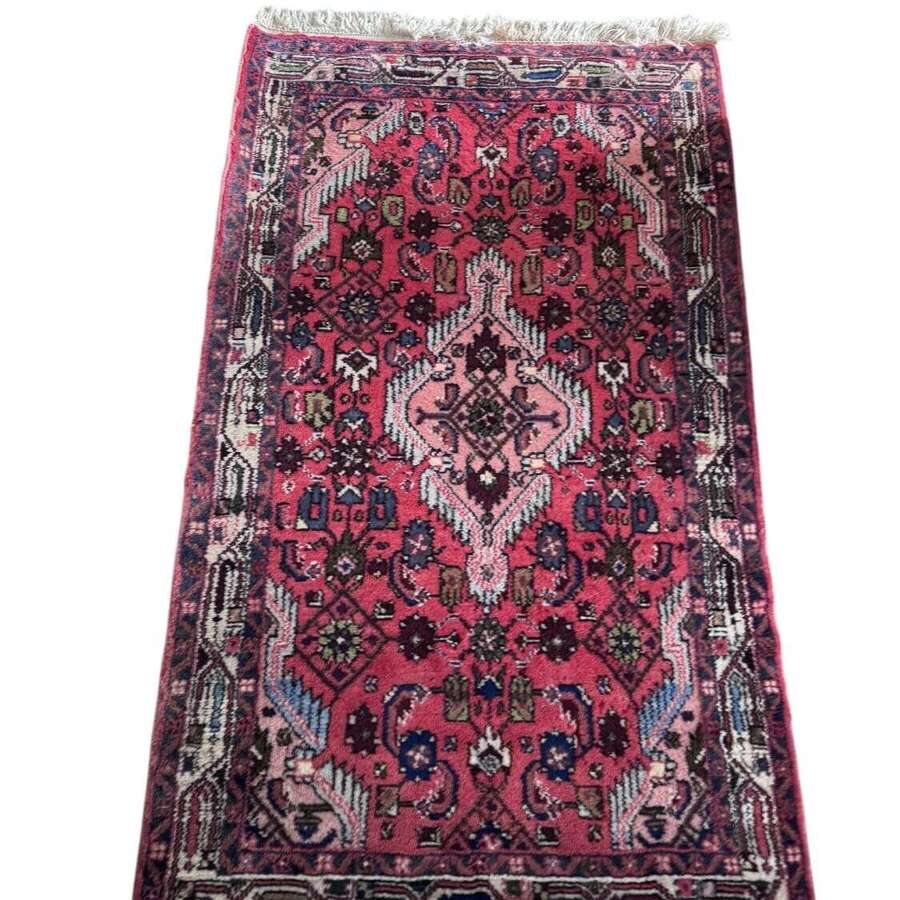 Vintage Persian area rug red ground 140cm x 80cm