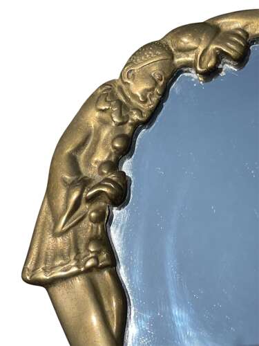 Art Deco Pierrot art deco brass mirror