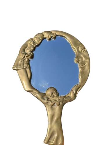 Art Deco Pierrot art deco brass mirror