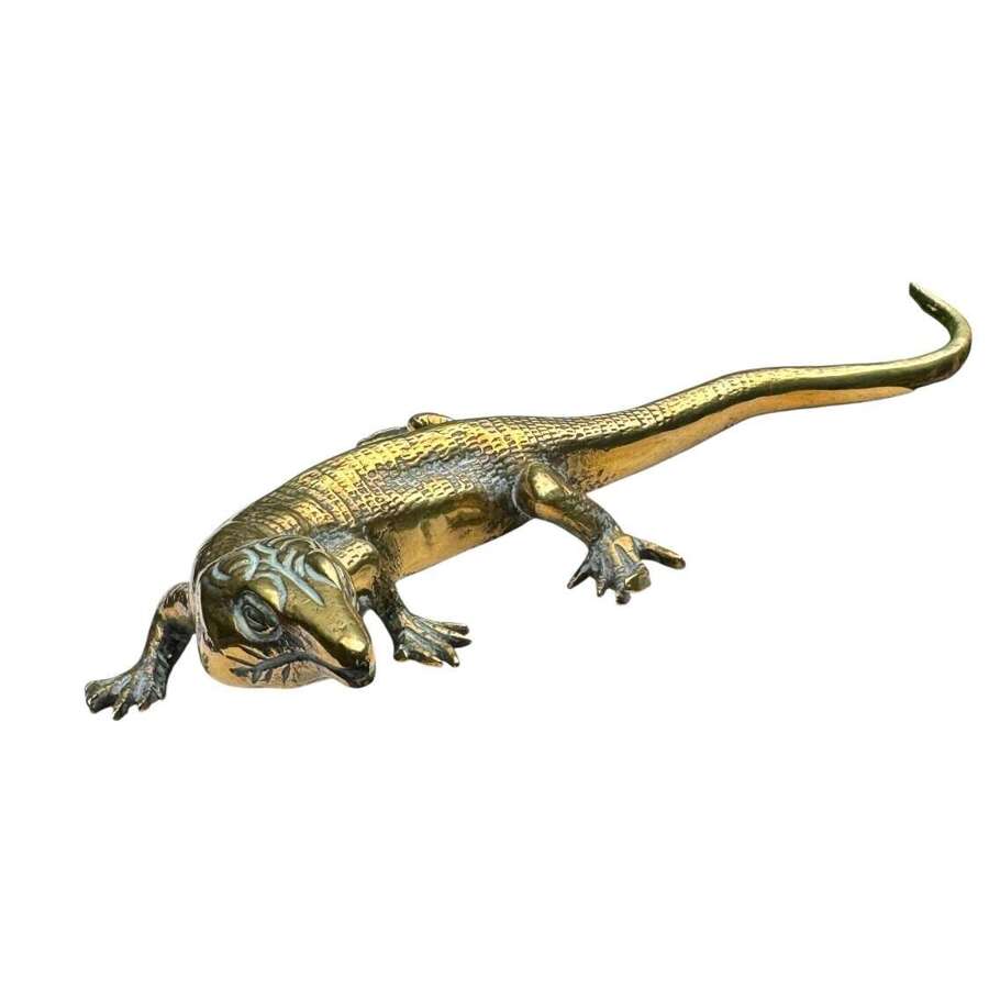 Vintage Brass Gecko Lizard Figurine Metal &ndash; Mid Century