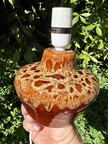 Vintage Drip Glaze Pottery Lamp – Fat Lava Style, Retro 1970s Ceramic