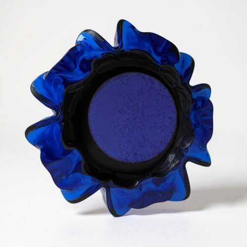 Mid-Century Murano Style Cobalt Blue Art Glass Bowl – Freeform