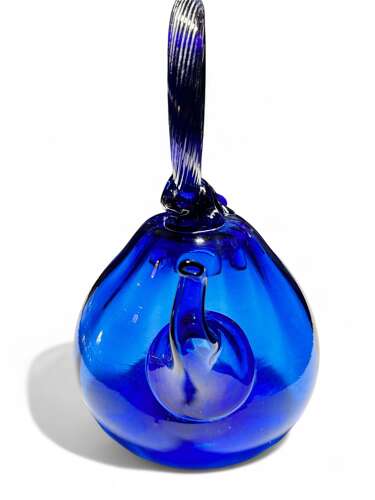 Sicart Spanish art glass teapot bottle cobalt blue hand blown 1980s