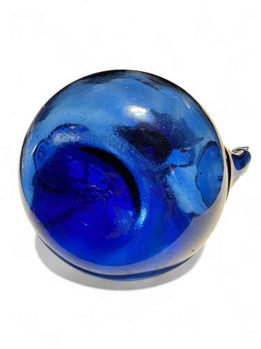 Sicart Spanish art glass teapot bottle cobalt blue hand blown 1980s