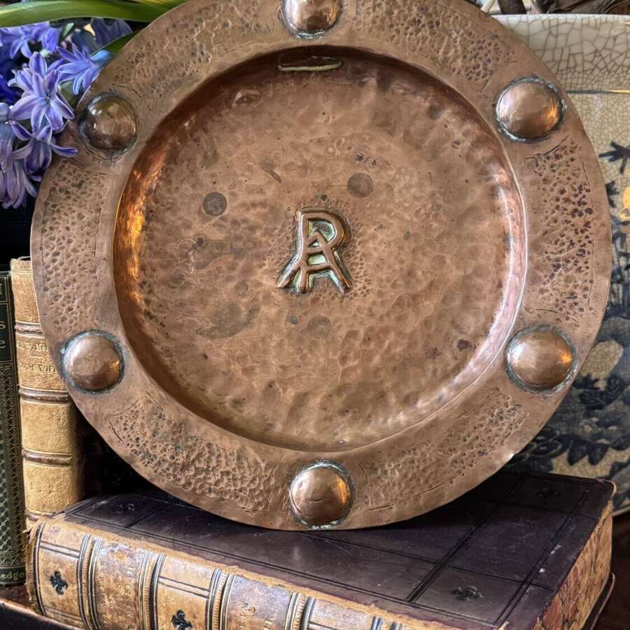 Vintage Arts & Crafts Hammered Copper Wall Plate AR