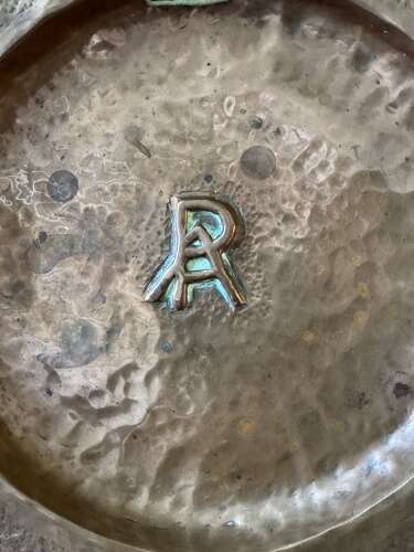 Vintage Arts & Crafts Hammered Copper Wall Plate AR