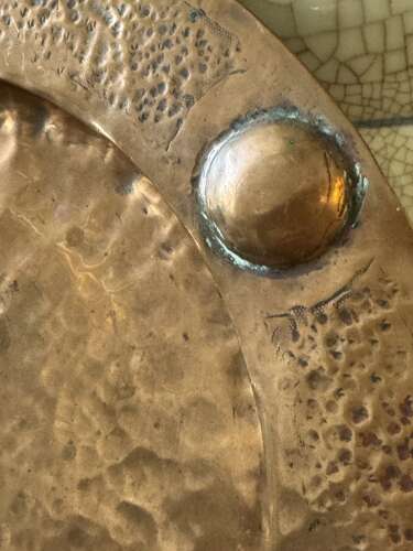 Vintage Arts & Crafts Hammered Copper Wall Plate AR