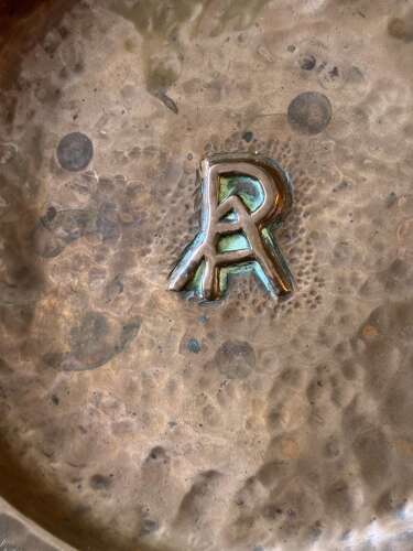 Vintage Arts & Crafts Hammered Copper Wall Plate AR