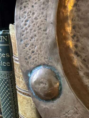 Vintage Arts & Crafts Hammered Copper Wall Plate AR