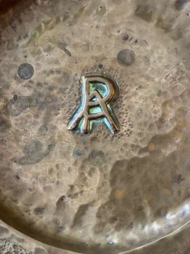Vintage Arts & Crafts Hammered Copper Wall Plate AR