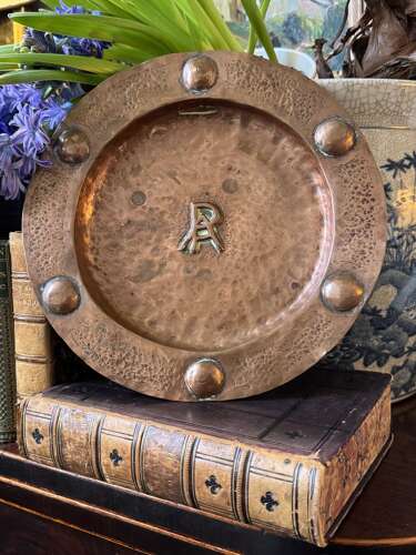 Vintage Arts & Crafts Hammered Copper Wall Plate AR