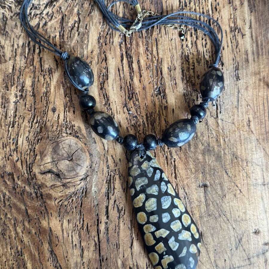 Vintage Boho Tribal Statement Necklace Animal Print Pendant