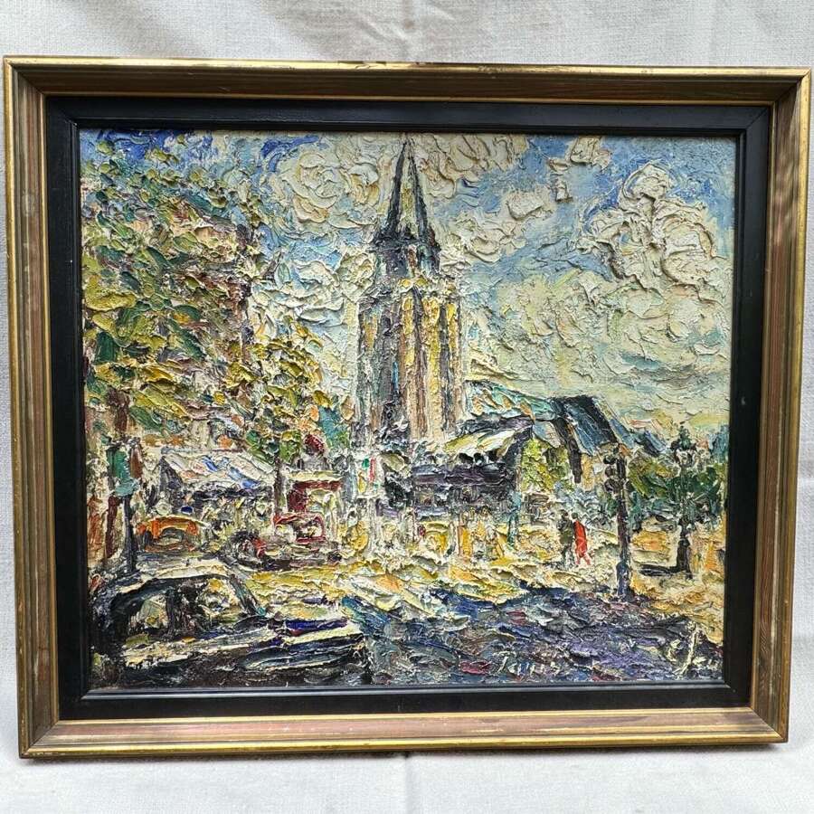 Einar Johansen Paris Street Scene Impasto Oil Painting St Germain