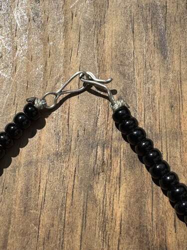 Vintage Sterling Silver Onyx Pendant Necklace Ethnic Tuareg Style