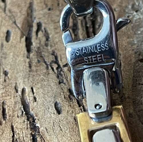 FOSS Stainless Steel Two Tone Link Necklace 60cm 173g Mens Chain