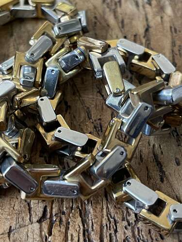 FOSS Stainless Steel Two Tone Link Necklace 60cm 173g Mens Chain