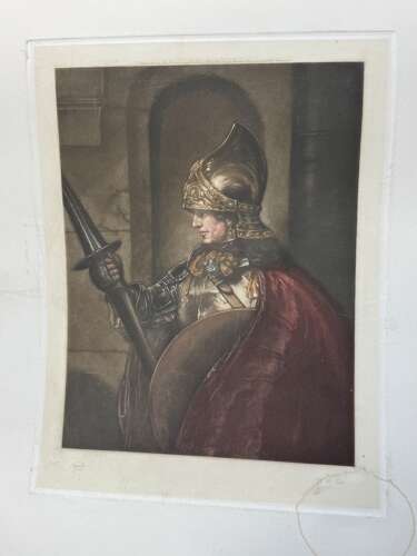 Walter Alfred Cox Artist’s Proof Print Renaissance Soldier