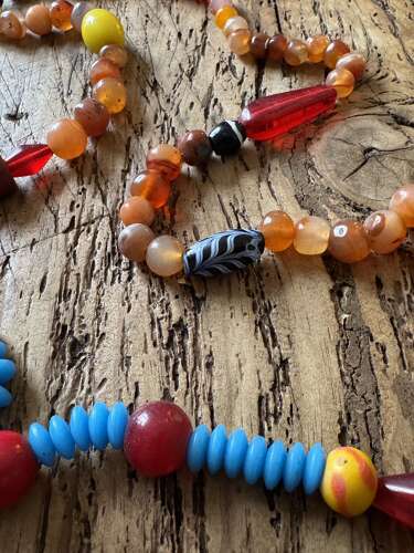 Vintage Moroccan Trade Bead Necklace Carnelian Glass Ethnic Tribal