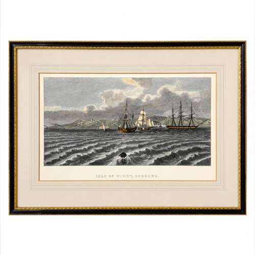 Antique Hand Coloured Steel Engraving Isle of Wight Osborne Maritime