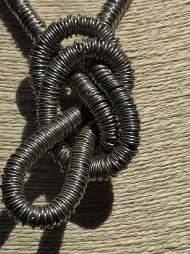 Vintage Industrial Modernist Necklace 90cm – Sculptural Silver Tone