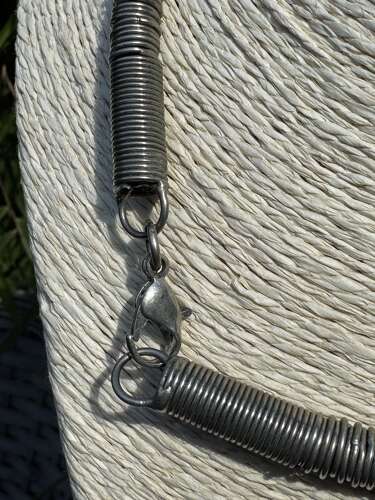 Vintage Industrial Modernist Necklace 90cm – Sculptural Silver Tone