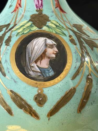 19th Century Style French Turquoise Opaline Glass Table Lamp
