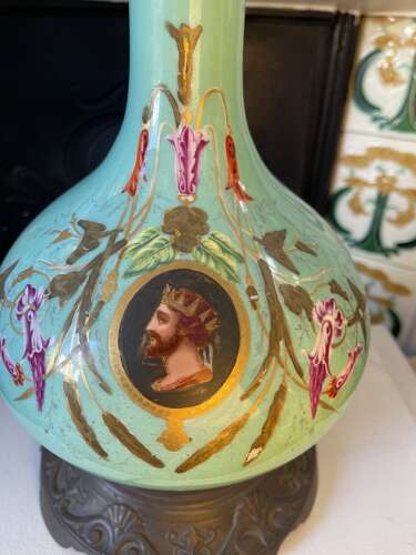19th Century Style French Turquoise Opaline Glass Table Lamp