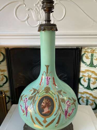 19th Century Style French Turquoise Opaline Glass Table Lamp