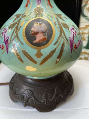 19th Century Style French Turquoise Opaline Glass Table Lamp