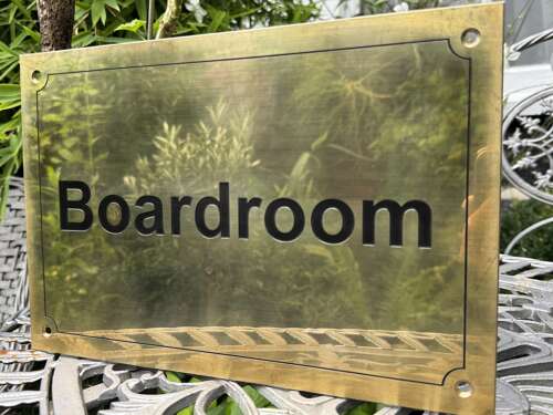 Vintage Solid Brass Boardroom Door Sign Plaque 30cm x 20cm