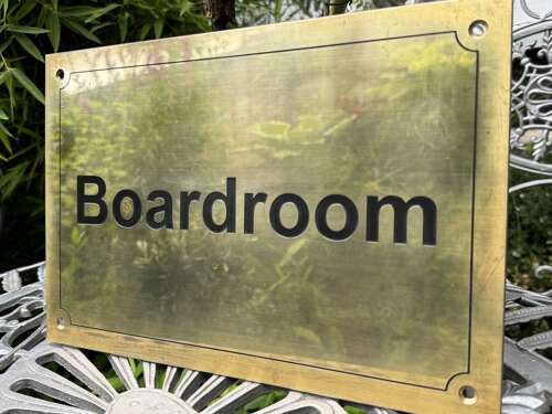 Vintage Solid Brass Boardroom Door Sign Plaque 30cm x 20cm