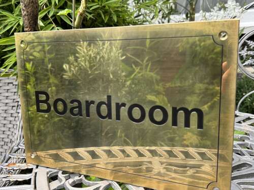 Vintage Solid Brass Boardroom Door Sign Plaque 30cm x 20cm