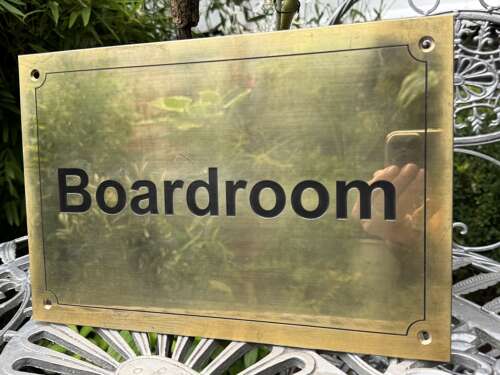 Vintage Solid Brass Boardroom Door Sign Plaque 30cm x 20cm