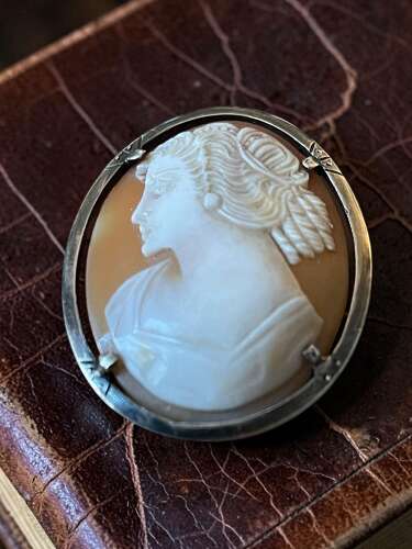 Antique Hand-Carved Shell Cameo Brooch