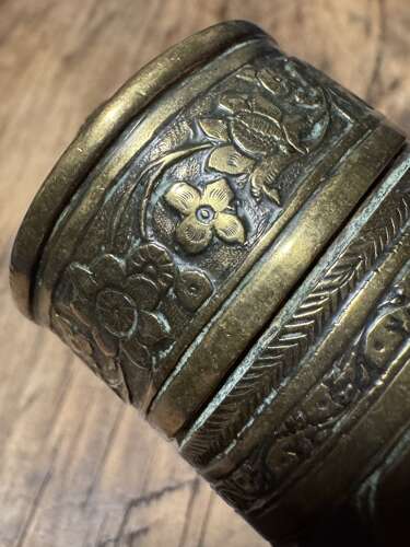 Antique 19th Century Persian Qajar Engraved Brass Tobacco tin